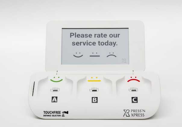 Feedback terminal and smiley kiosk for physical locations Feedback terminal in a physical location